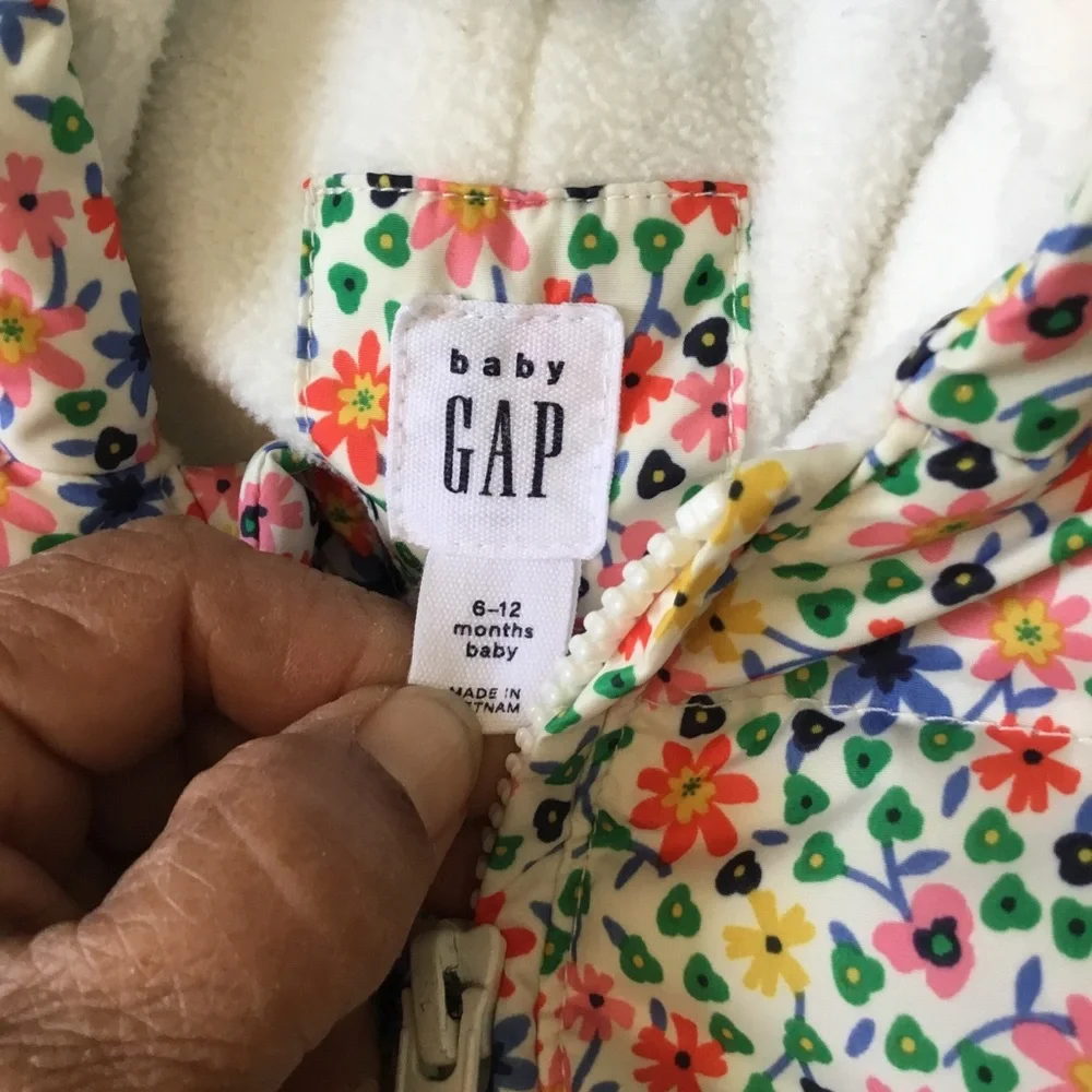 GAP White Floral Print One-Piece Footie